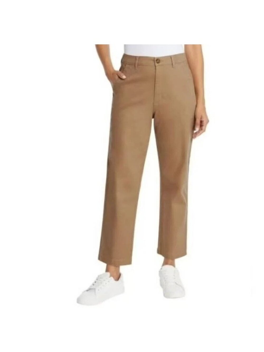 NWT G.H. Bass & Co. Women's 12 Chino Ankle Pants Brown Straight Leg  C0547